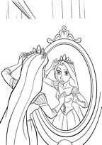 coloriage raiponce devant le miroir